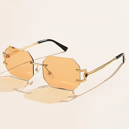 🕶️ Hip-Hop Style Rimless Geometric Sunglasses 😎 | Unisex Street Fashion ✨ | Clear Lens PC Frame 👓 | Trendy Gift Idea 🎁🔥