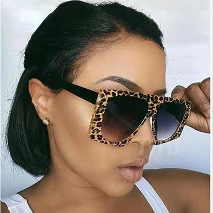 🐆🕶️ Punk Leopard Oversized Sunglasses – Sexy Gradient UV400 Shades 🔥✨