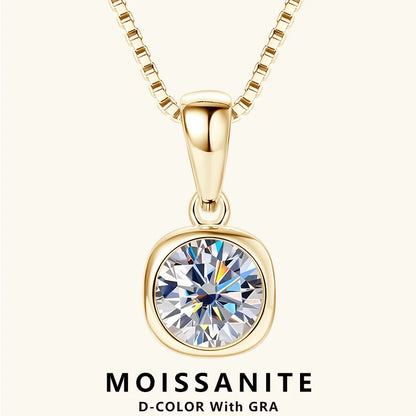 💎✨ Lnngy 6.5mm 1ct Round Moissanite Necklace – 925 Sterling Silver ✨💎