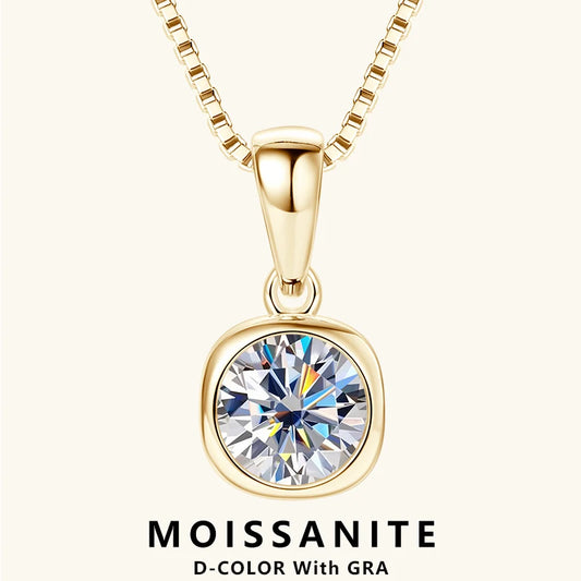 💎✨ Lnngy 6.5mm 1ct Round Moissanite Necklace – 925 Sterling Silver ✨💎