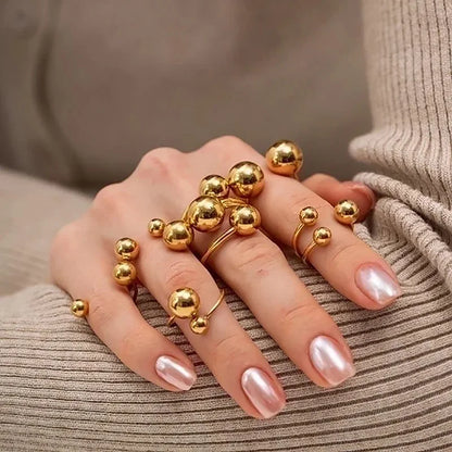 Gold Chunky Ball Ring – Adjustable