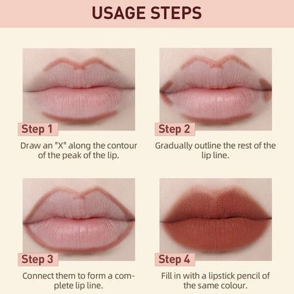 QIBEST Matte Nude Lipstick Pen – ✏️ Lipliner & 💋 Lipstick 2-in-1 | ⏳ Long-lasting | 💧 Waterproof | 🌹 12 Colors | 👄 Perfect Lip Contour