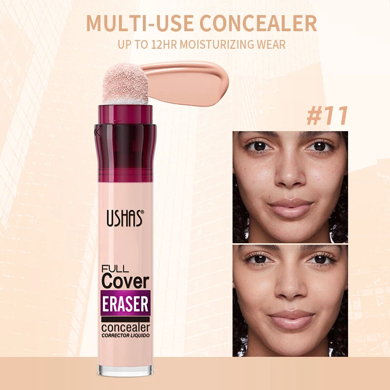 💄 USHAS 12-Color Liquid Concealer ✨ | Moisturizing Formula 💧 | Rotating Sponge Head 🖌️ | Long-Lasting & Lightweight 😍 | Multi-Use Foundation Makeup 💖