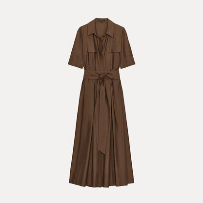 Women's Striped Shirt Dress - High Waist A-Line Short Sleeve Loose Fit