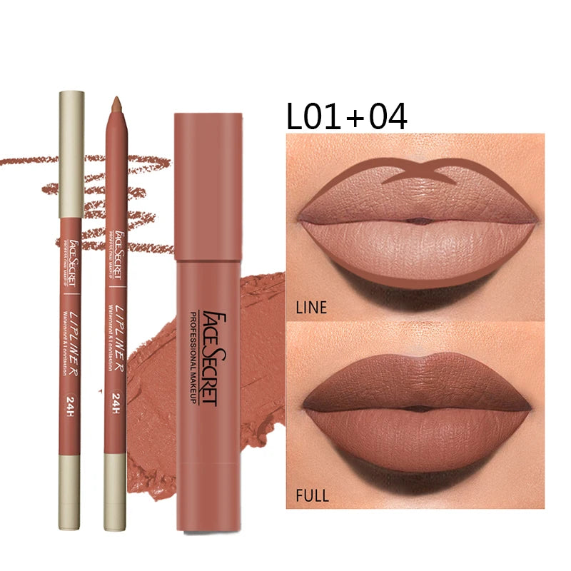💄 Matte Lip Liner & Lipstick Set ✨ | Waterproof & Long-Lasting 💧 | Soft Matte Finish 🌸 | Bold Color Rendering 🎨 | Women’s Makeup Cosmetics 💖