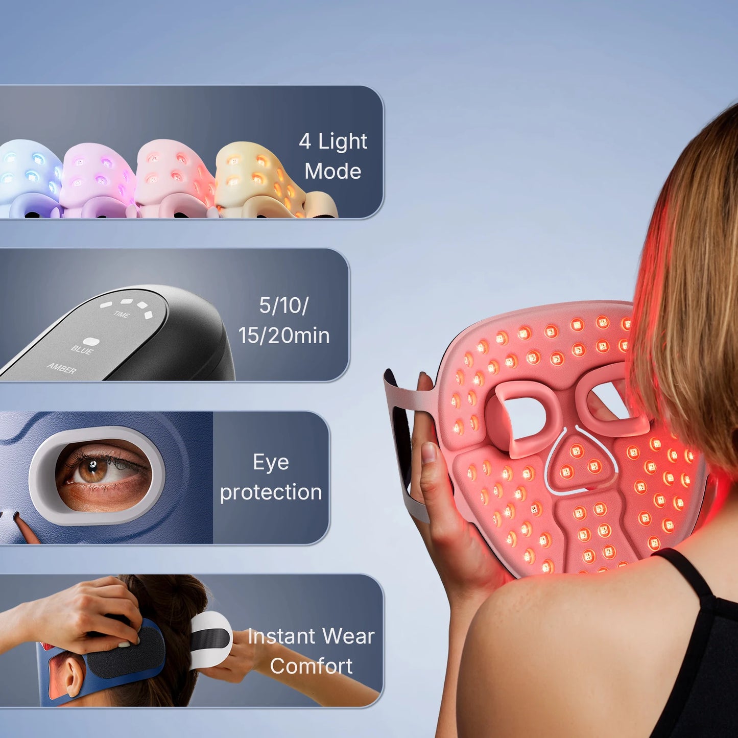 Wireless Red Light Face Mask - 850nm Infrared & Anti-Aging