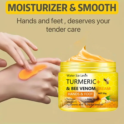 🐝🌿 Turmeric & Bee Venom Anti-Drying Foot & Hand Cream – Repair Cracked Skin 🦶✋💛