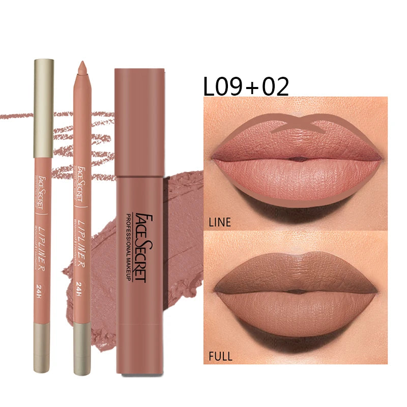 💄 Matte Lip Liner & Lipstick Set ✨ | Waterproof & Long-Lasting 💧 | Soft Matte Finish 🌸 | Bold Color Rendering 🎨 | Women’s Makeup Cosmetics 💖