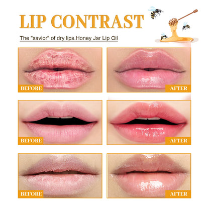 Honey Lip Oil 🍯💄 | Fresh Beeswax Lip Balm 🐝 | Long-Lasting Moisturizing 💧 | Transparent Lip Oil ✨ | Liquid Lipstick Effect 💋 | Lip Care & Skin Care Product 🌸