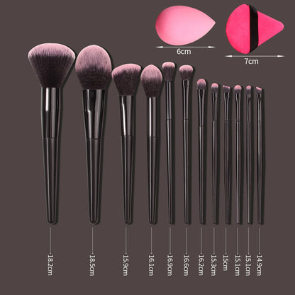 🖌️💖🌸High-end makeup tools: 12 soft-bristled makeup brushes , 2 water-drop sponge eggs 💧🥚✨💦, and 2 double-sided triangular powder puffs 🔺🌟💫🎀🪞