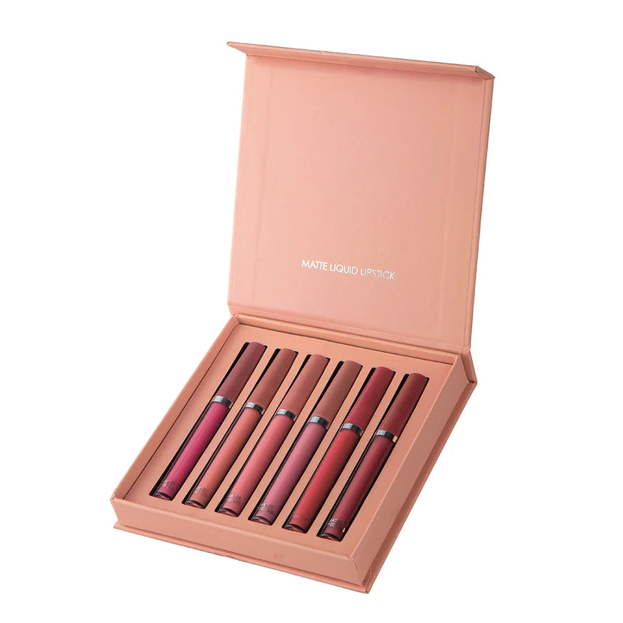 💄 Matte Lip Gloss Set (6 Colors) ✨ | Smooth & Long-Lasting 💋 | Waterproof & Moisturizing 💧 | Velvet Lipstick Finish 🌸 | Holiday Gift Box Set 🎁