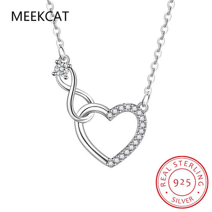 💎 925 Sterling Silver Heart Pendant Necklace – Sparkling Cubic Zirconia 💎