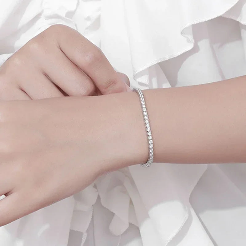 💎✨ NeeTim 2.5mm Moissanite Tennis Bracelet – 925 Sterling Silver White Gold Plated ✨💎