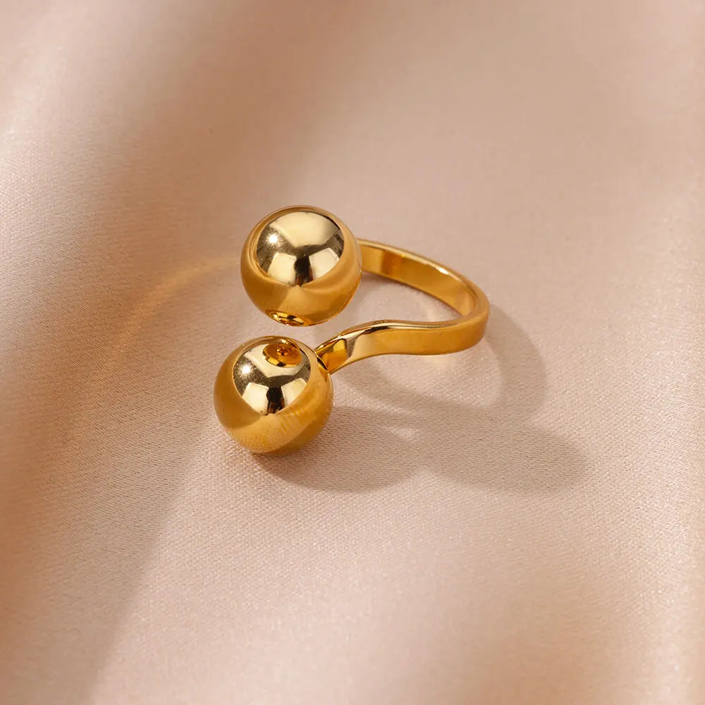 Gold Chunky Ball Ring – Adjustable