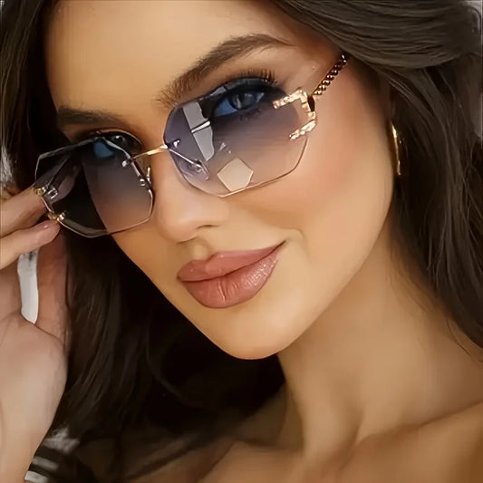 🕶️ Hip-Hop Style Rimless Geometric Sunglasses 😎 | Unisex Street Fashion ✨ | Clear Lens PC Frame 👓 | Trendy Gift Idea 🎁🔥