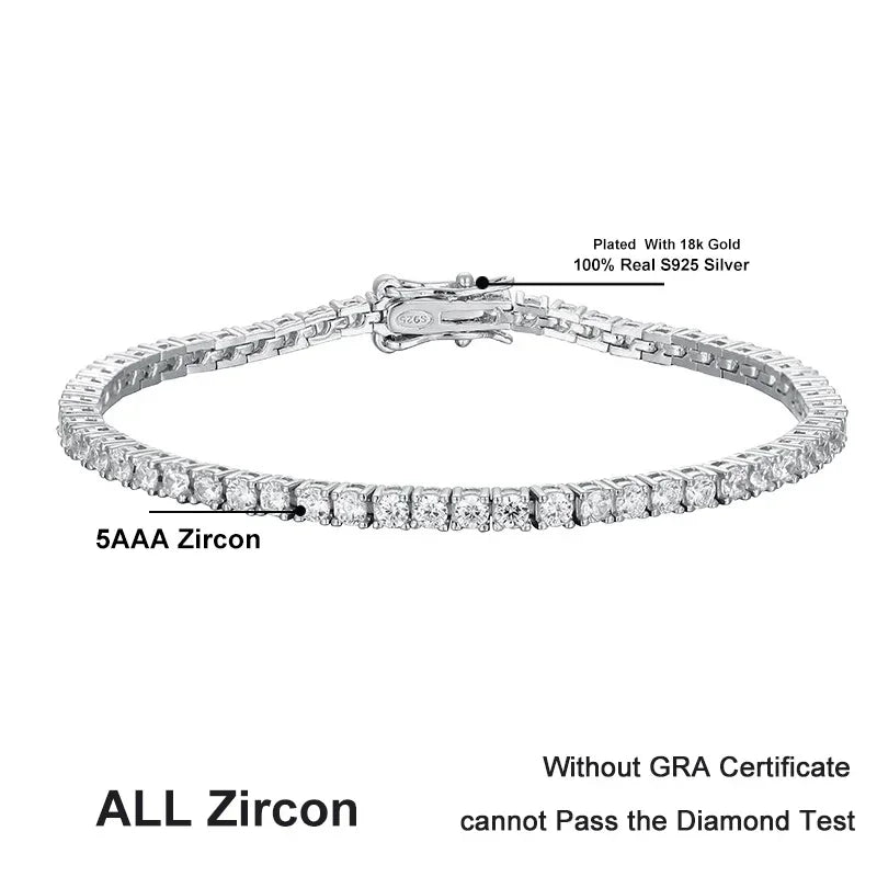 💎✨ NeeTim 2.5mm Moissanite Tennis Bracelet – 925 Sterling Silver White Gold Plated ✨💎