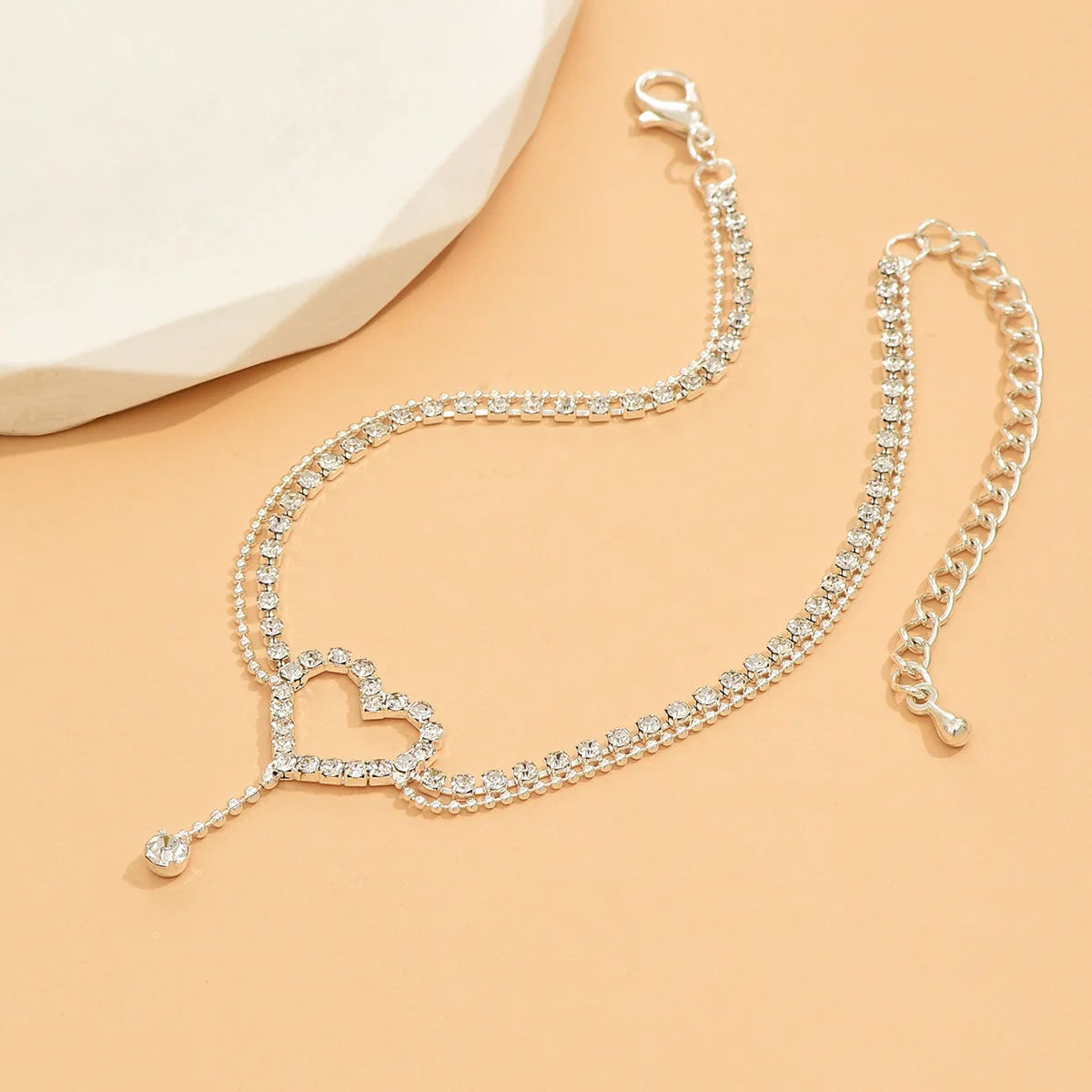 💖✨ Shiny Bling Heart Tassel Anklet – Double Layer Summer Foot Chain ✨🏖️