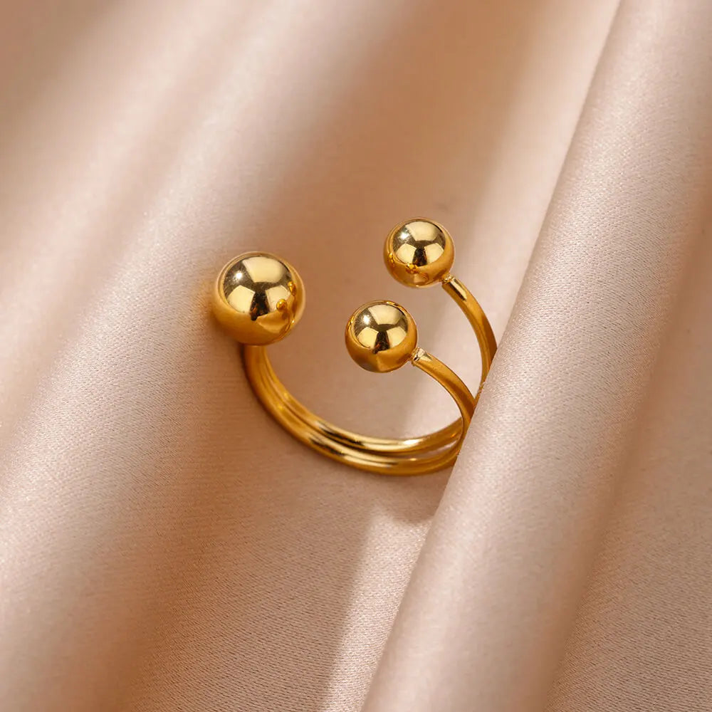 Gold Chunky Ball Ring – Adjustable