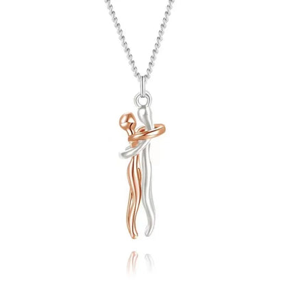 💖✨ Hip Hop Embrace Couple Pendant – Lovers’ Hug Necklace ✨💖
