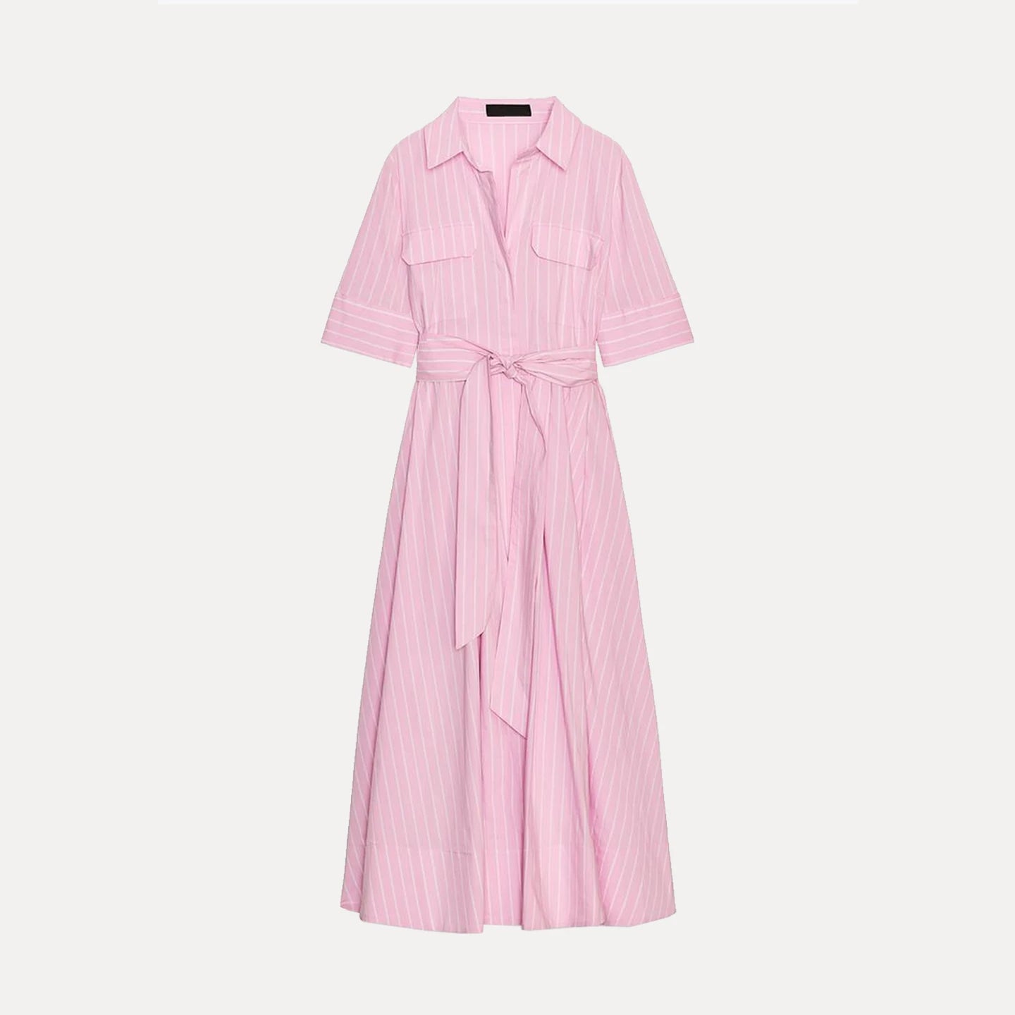 Women's Striped Shirt Dress - High Waist A-Line Short Sleeve Loose Fit