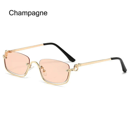 🕶️ Trendy Small Square Sunglasses 😎 | Women & Men 👩‍🦰👨 | Metal Half Frame ✨ | Hip-Hop Retro Style 🎤 | Vintage Narrow Shades 🔥