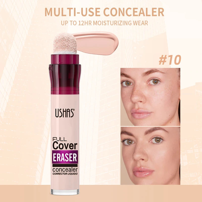 💄 USHAS 12-Color Liquid Concealer ✨ | Moisturizing Formula 💧 | Rotating Sponge Head 🖌️ | Long-Lasting & Lightweight 😍 | Multi-Use Foundation Makeup 💖