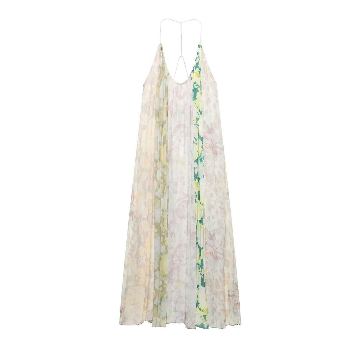 Women's Flower Print Backless Midi Dress