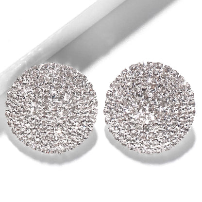 💎✨ Bling Rhinestone Round Stud Earrings – Crystal Wedding & Party Jewelry ✨👑