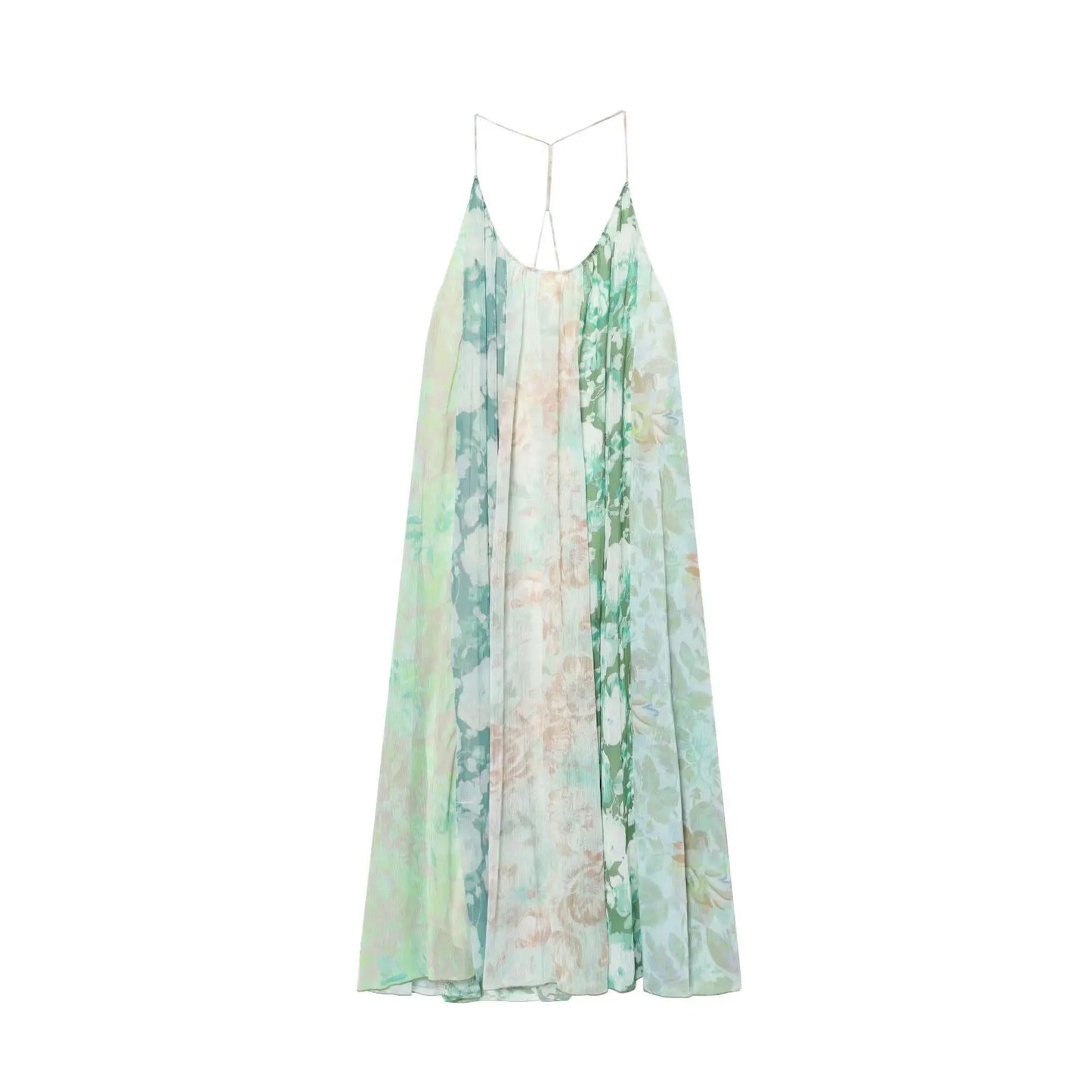 Women's Flower Print Backless Midi Dress