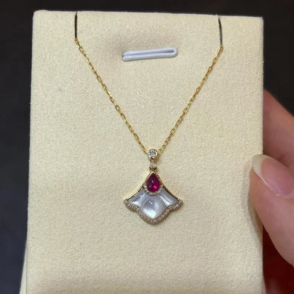 🍁✨ Light Luxury White Fritillaria & Ruby Maple Leaf Jewelry Set ✨🍁