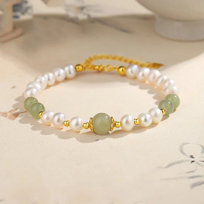 💚✨ Jade & Agate Beaded Bracelet – Crystal Green Stone Jewelry ✨💚