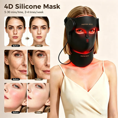 LED Face and Neck Mask with Red Light and Infrared Therapy