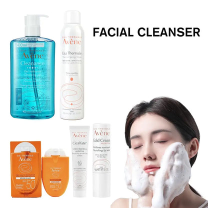 🌞 Avène Facial Cleanser + SPF 50+ Sunscreen 🧴 | Deep Cleansing ✨ | Whitening & Cold Cream Care 🌸 | Dirt Removal 🚿 | Moisturizing Gel Skin Care 💧