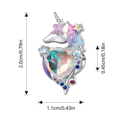 🌈💎 BISAER 925 Sterling Silver Rainbow Heart Charm Bead 💎🌈