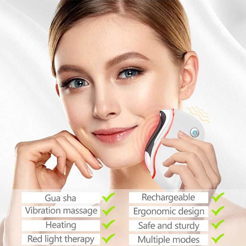4-in-1 Electric Facial Gua Sha Massager with Heat and Red Light