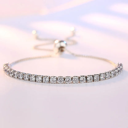💎✨ 925 Sterling Silver Tennis Bracelet – Elegant Love Zircon Crystal Chain ✨💖