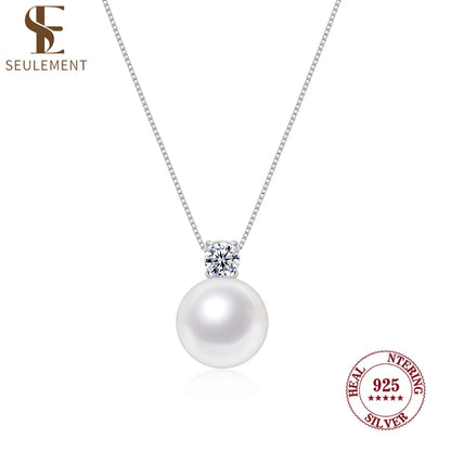 🤍✨ 925 Sterling Silver Pearl Pendant Necklace – 10/12mm ✨🤍