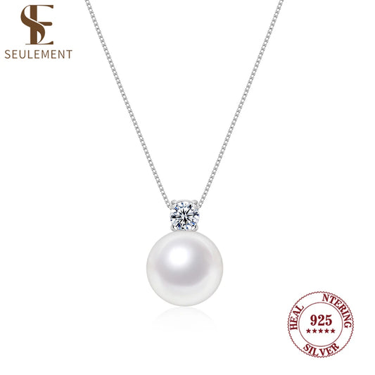 🤍✨ 925 Sterling Silver Pearl Pendant Necklace – 10/12mm ✨🤍