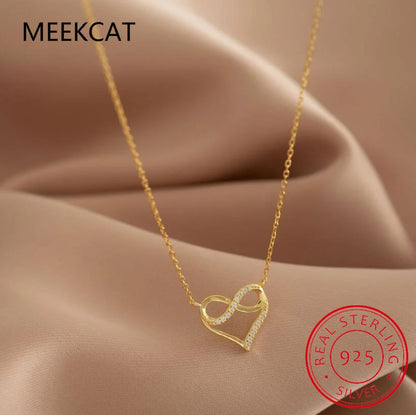 💎 925 Sterling Silver Heart Pendant Necklace – Sparkling Cubic Zirconia 💎