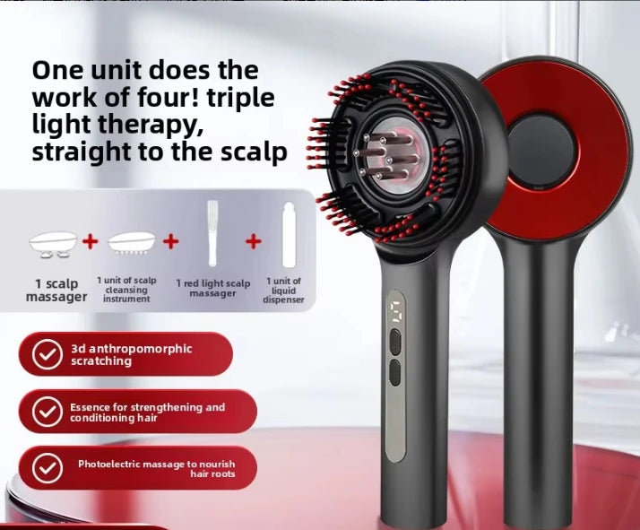 Electric Vibration Scalp Massage Comb with Hair Oil Applicator