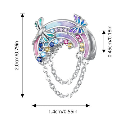 🌈💎 BISAER 925 Sterling Silver Rainbow Heart Charm Bead 💎🌈
