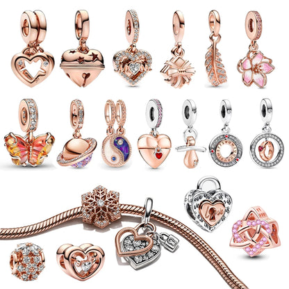 🌟💎 Classic 925 Sterling Silver Rose Gold Charms Collection 💎🌟