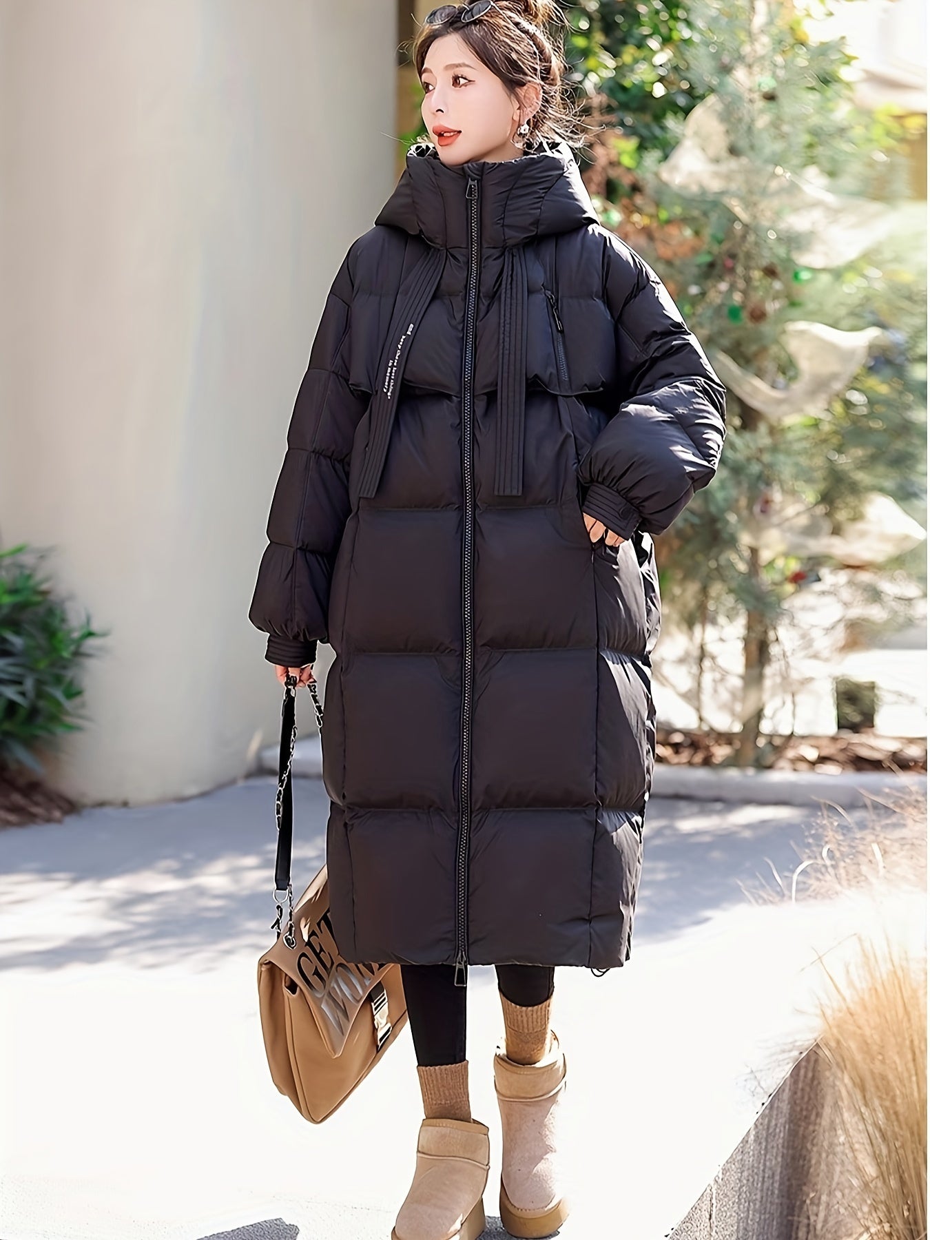 🧥❄️ Ultra-Warm Down Longline Puffy Coat for Women 🔥 Insulated Winter Jacket | 🔒 Zip-Up Hoodie | 👚 Casual Long Sleeves 🌬️ Soft & Lightweight | 💧 Water-Resistant Down Coat | ⛄ Perfect for Cold Weather