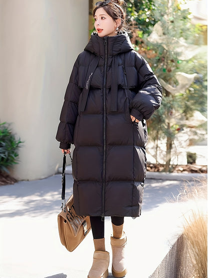 🧥❄️ Ultra-Warm Down Longline Puffy Coat for Women 🔥 Insulated Winter Jacket | 🔒 Zip-Up Hoodie | 👚 Casual Long Sleeves 🌬️ Soft & Lightweight | 💧 Water-Resistant Down Coat | ⛄ Perfect for Cold Weather
