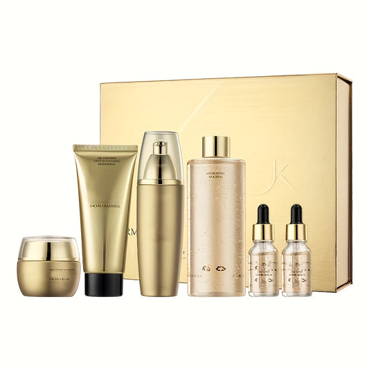 ✨ 6pcs Golden Skincare Set 🧴💛 – Hydrating Premium Facial Kit 💧, Radiant & Flawless Skin ✨, Care for Delicate Skin 🌸, Perfect Valentine’s Gift 🎁 for Her 💖