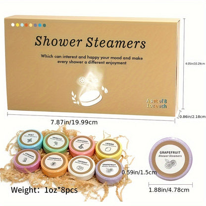 Shower Steamers 🚿✨ | 8 Essential Oil Bombs 🌿 | Lavender 💜, Mint 🌱, Vanilla 🍦, Citrus 🍋🍊, Cinnamon 🌶️, Coconut 🥥 | Spa Relaxation Gift 🎁