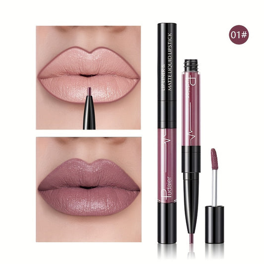 💄 16-Color Double Ended Lip Gloss Stick – ✨ 2-in-1 Lip Liner & Lip Gloss | 🌹 Matte Velvet | 💋 Smudge-Proof & Long-Lasting