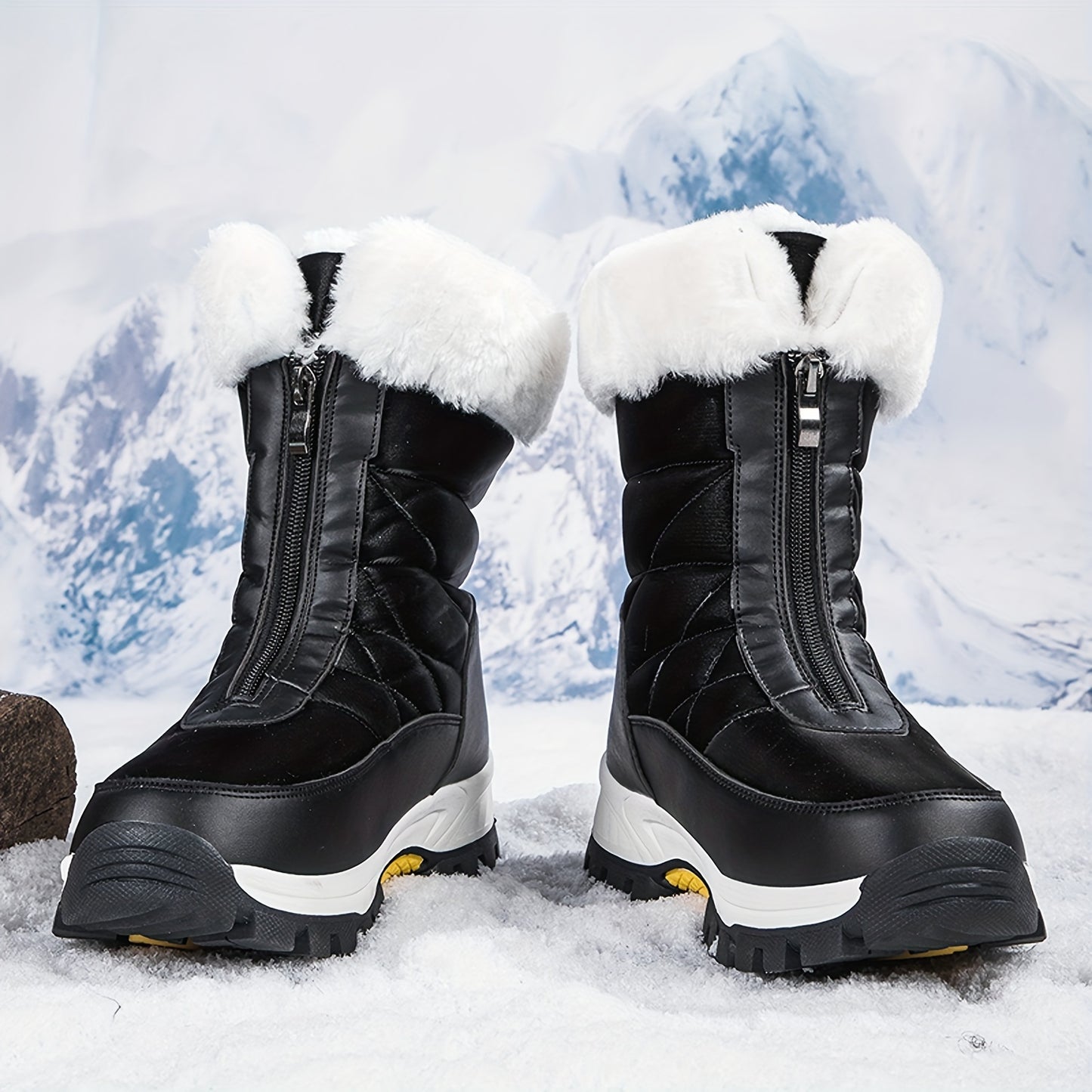 Men’s Winter Snow Boots – Warm Fleece-Lined Non-Slip Ankle Hiking Shoes