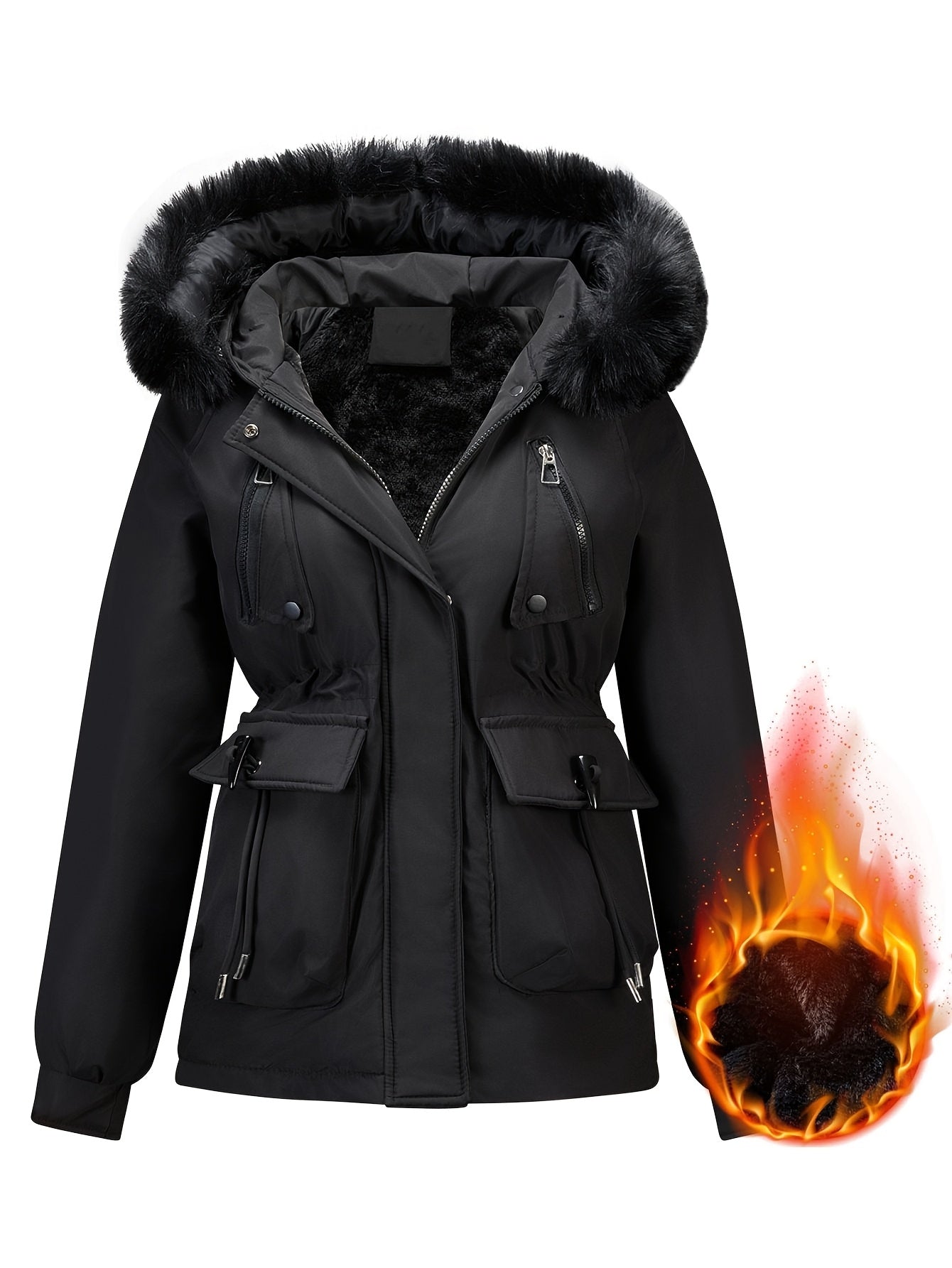 🧥❄️ New Thickened Large Down Feather Quilted Winter Jacket 🔥 Internal Fleece | 🧢 Casual Hood | 🐾 Detachable Faux Fur Hat 🔒 Front Zipper | 🤲 Warm Winter Pockets | ⛄ Cozy Cold-Weather Outerwear