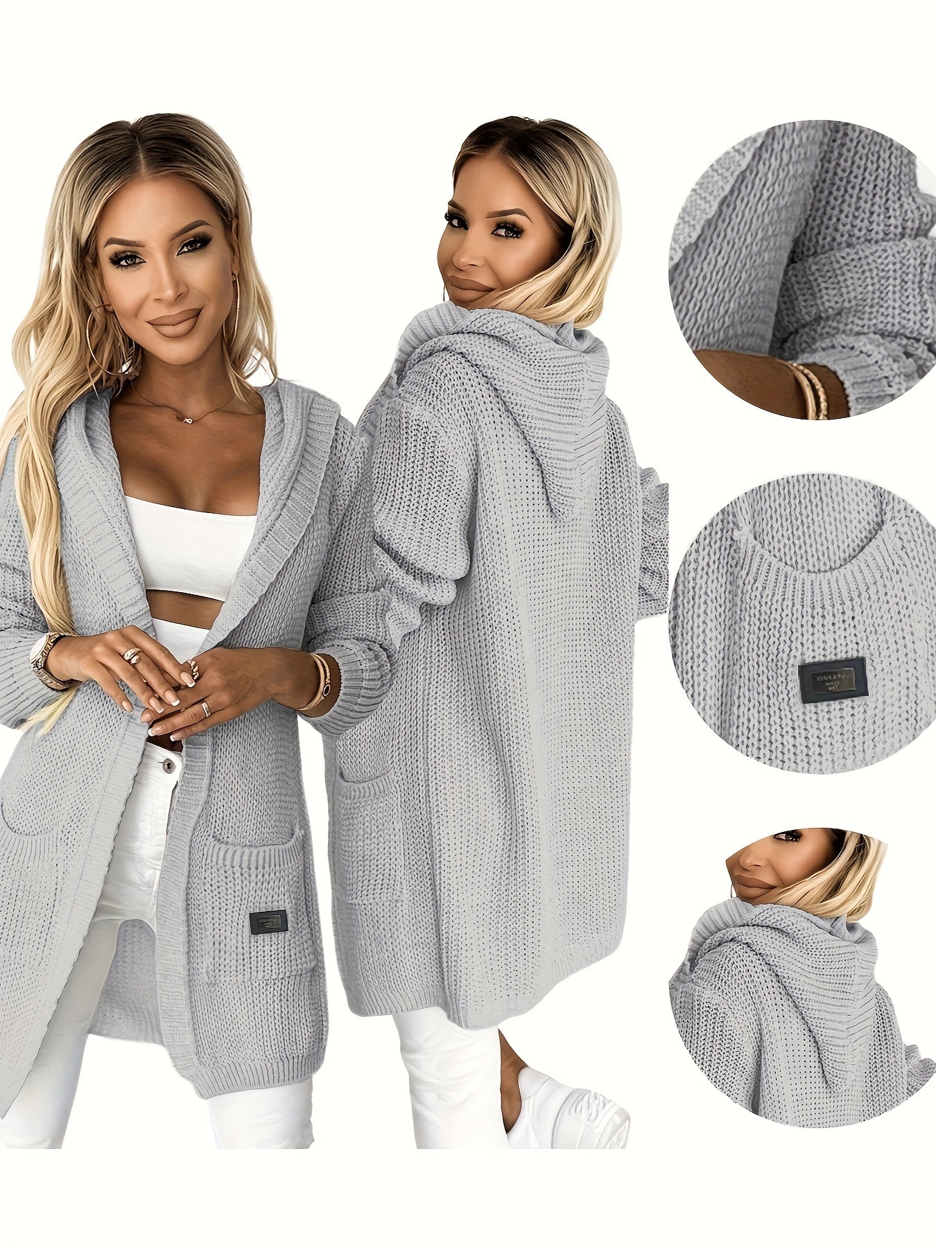 ✨ Women’s Elegant Hooded Cardigan – Soft Pink Long-Sleeve Open-Front Sweater with Pockets 🌸🧥 Cozy Fall/Winter Casual Chic Outerwear ❄️✨ ✨